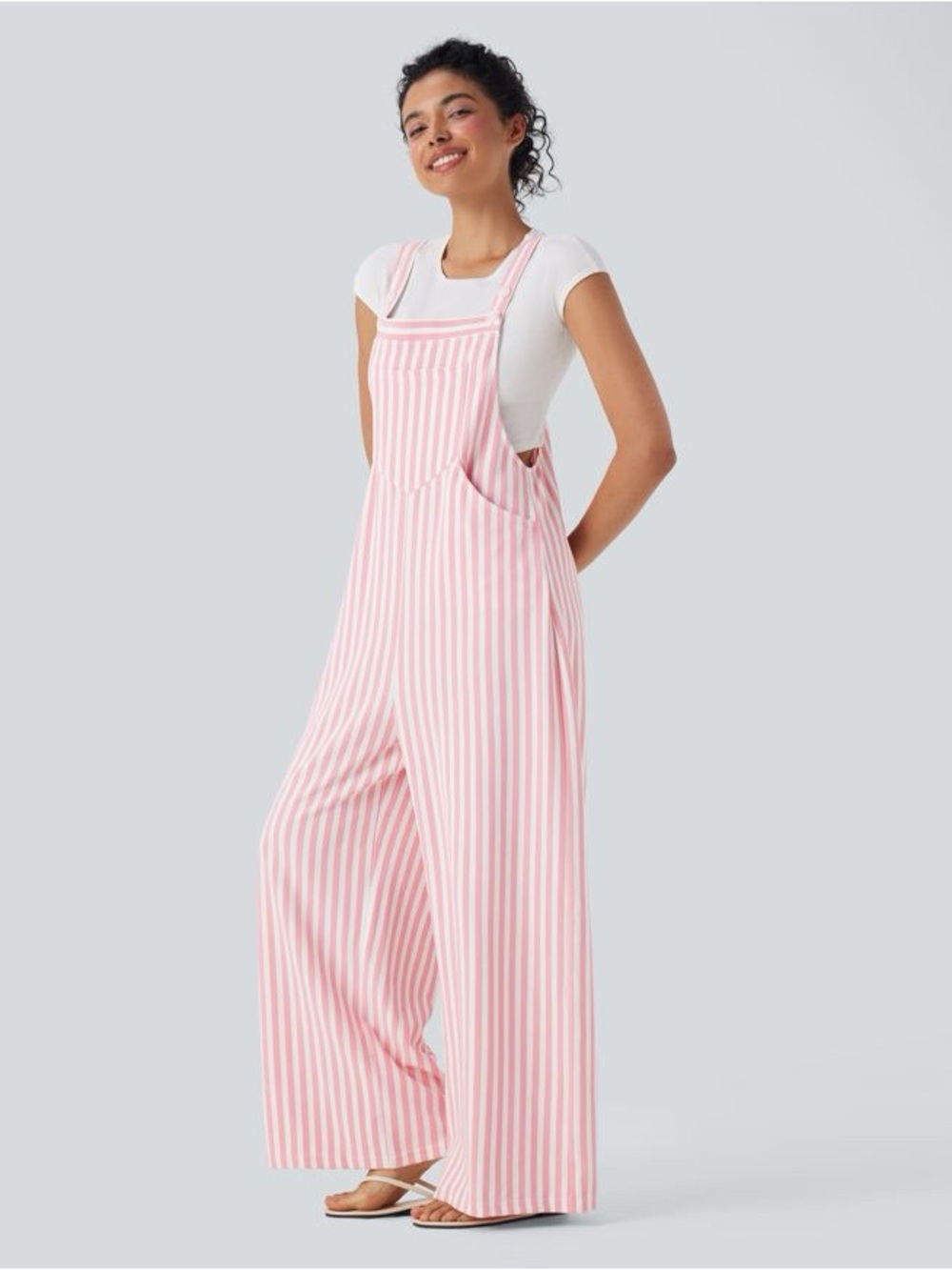 HALARA Pockets Stripe Waffle Overalls size L - Picture 3 of 17
